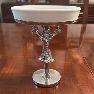 Pottery Barn Reindeer Pedestal Soap Holder Tray Metal Holiday Chromatic Metal